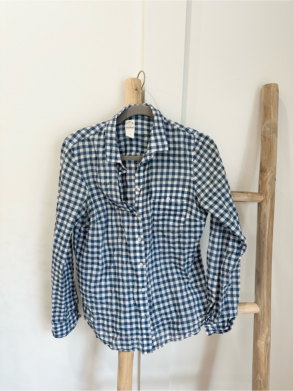 J.Crew Blue and White Gingham Button-Up Shirt